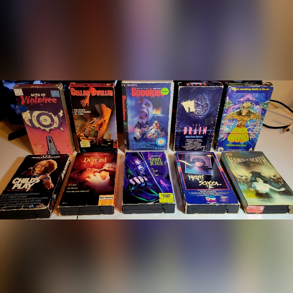 (Sold) Horror Vhs Movie Lot | 10 Ct. | Spookies | The Brain | Acts Of Violence